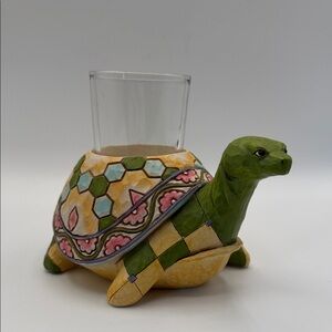 Jim Shore Rare Colorful Turtle Candle Holder
